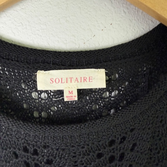 Solitaire Crochet 2 Piece Set Womens Medium Black Maxi Sleeveless Flowy - Picture 11 of 12